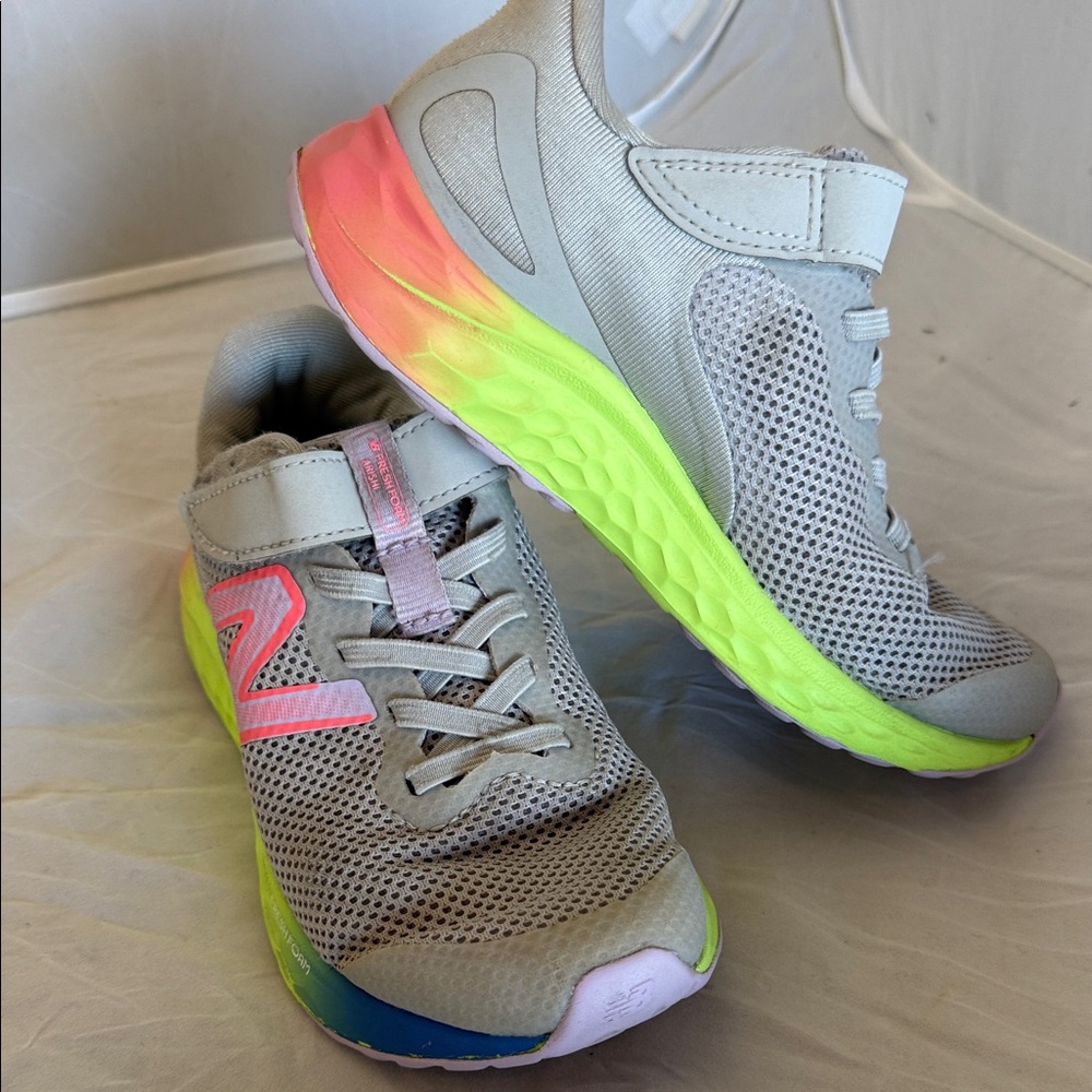 New Balance Kids' Gray and Neon Sneakers